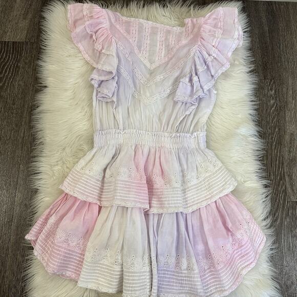 Love Shack Fancy Womens Gwen Mini Dress in Rainbow Size Medium Ruffle Eyelet - Picture 7 of 15